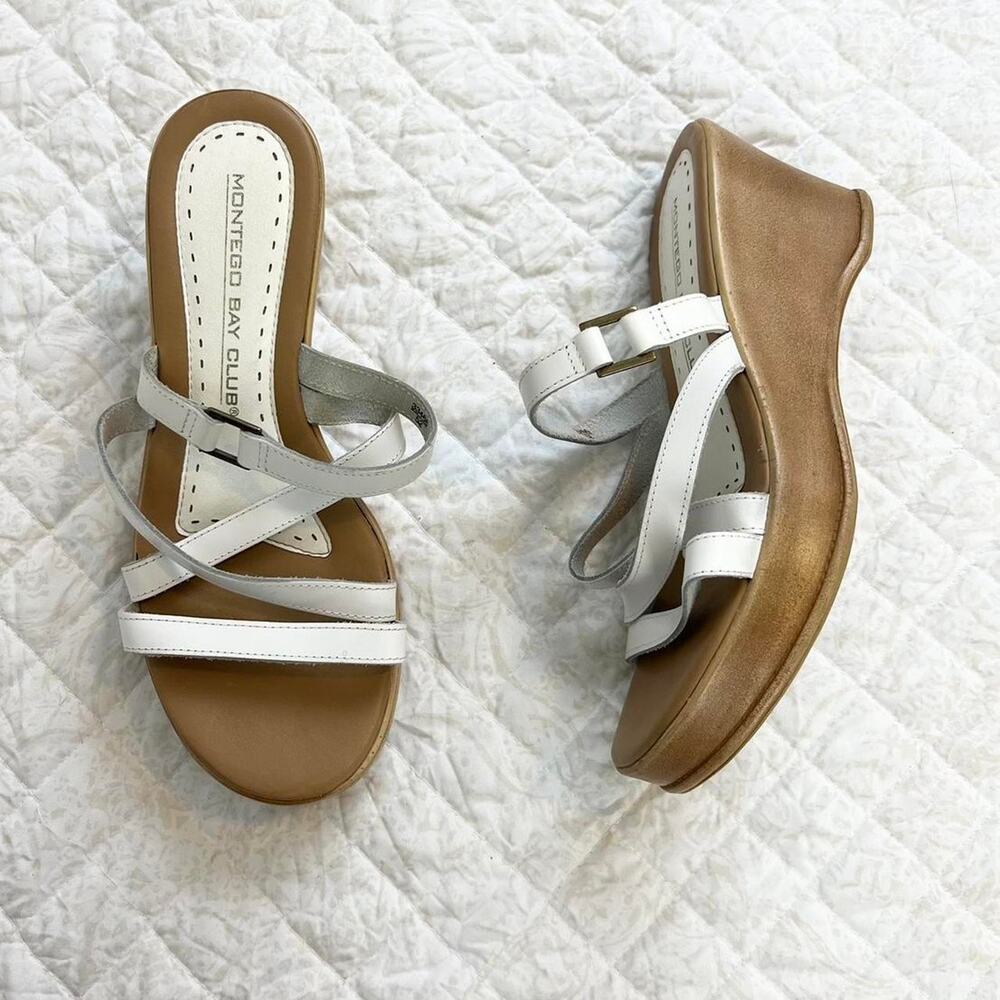 Montego Bay Club Y2k White Strappy Wedge Sandals